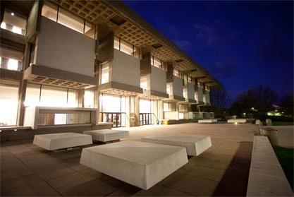 Michener Library at night
